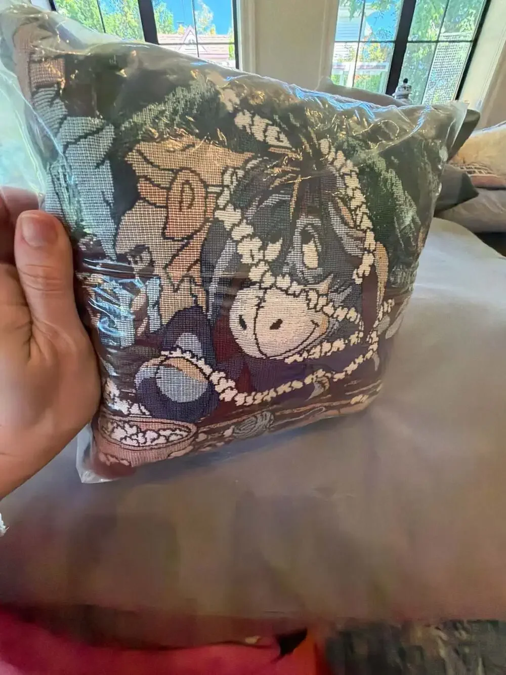 Vintage Disney Catalog Eeyore Christmas Tapestry Pillow 12x12 BRAND NEW SEALED